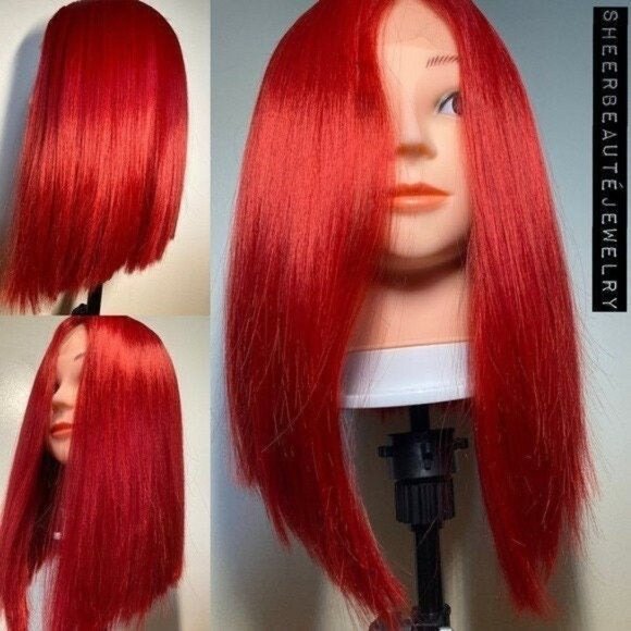 Red Wig,Short Bob Wig,Straight Wig - Picture 1 of 4